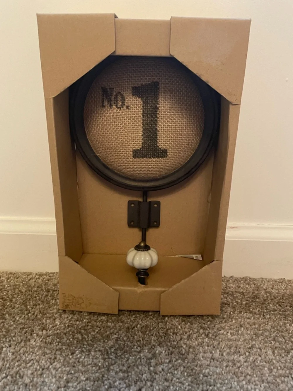 Elements No. 1 Burlap Wall Hook - Brown & Natural Metal Hook W/Burlap 10in tall